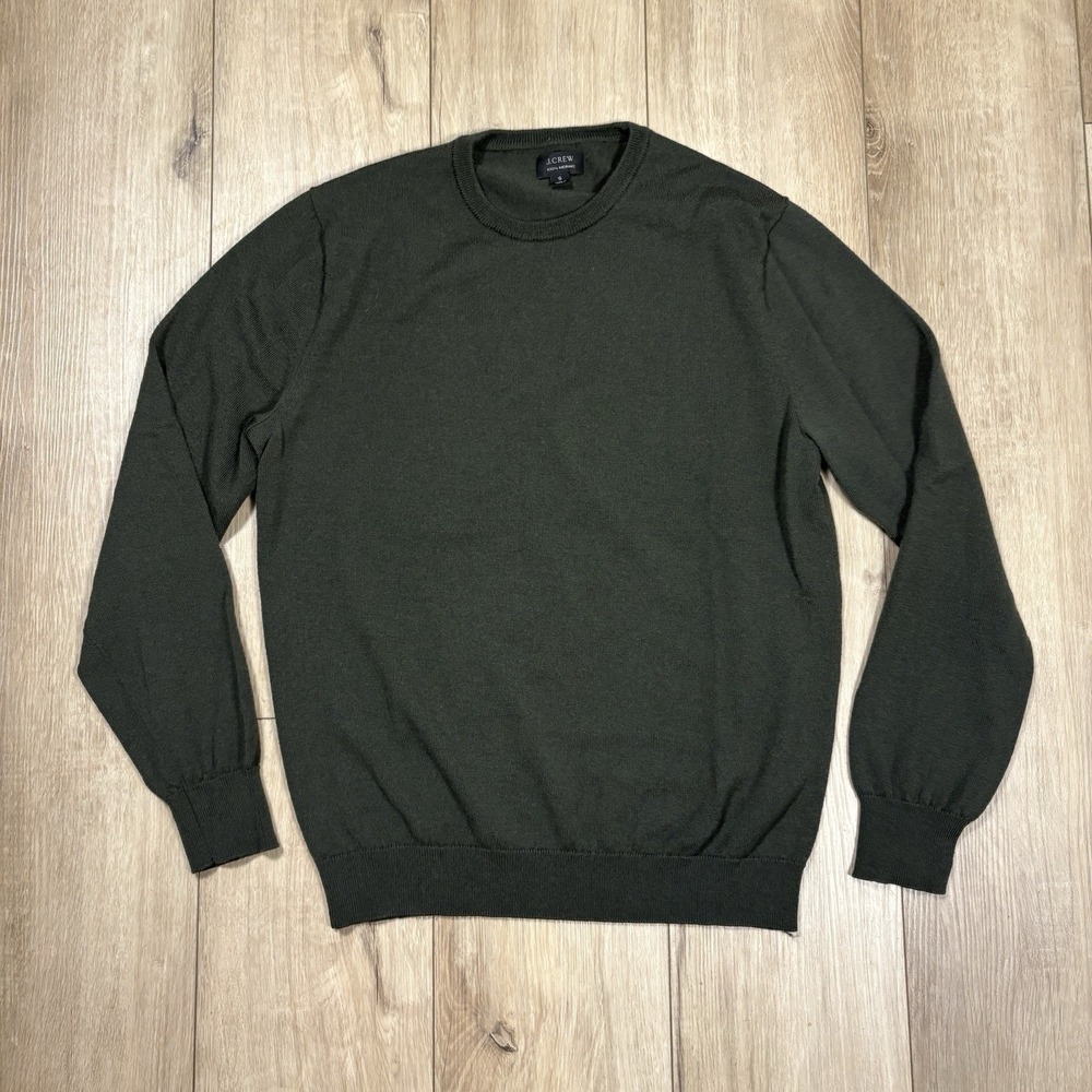 J Crew Washable‎ Merino Wool  Crewneck Sweater Dark Green Mens Small Long Sleeve